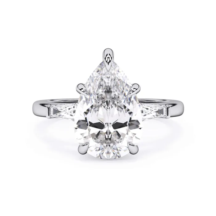 deBebians Rings Three Stone Engagement Ring with Baguettes