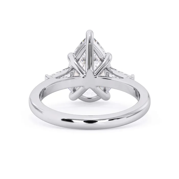 deBebians Rings Three Stone Engagement Ring with Baguettes