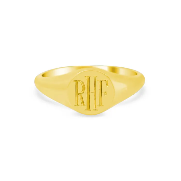 deBebians Rings Womens Round Signet Ring Extra Small Hand Engraved Roman Monogram deBebians Rings Womens Round Signet Ring Extra Small Hand Engraved Roman Monogram