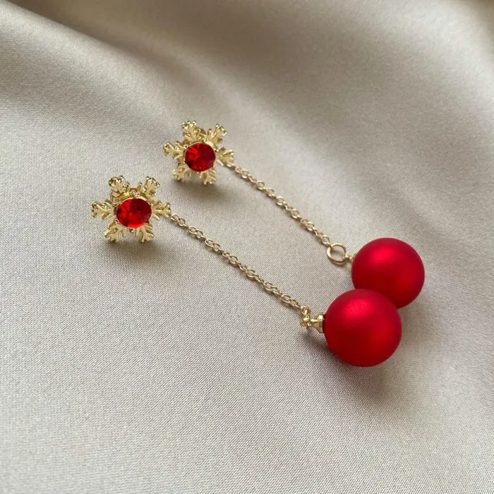 Divine Inspiration Styles LANI Womens Fashion Christmas Red Drop Earrings Earrings