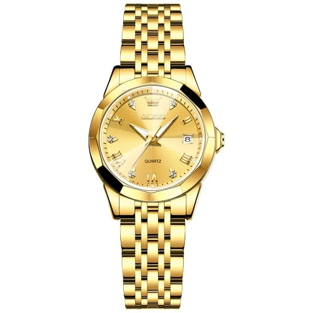 Divine Inspiration Styles OLEVS Womens Fine Fashion Premium Quality Luxury Style Stainless Steel Bracelet Watch Bracelets