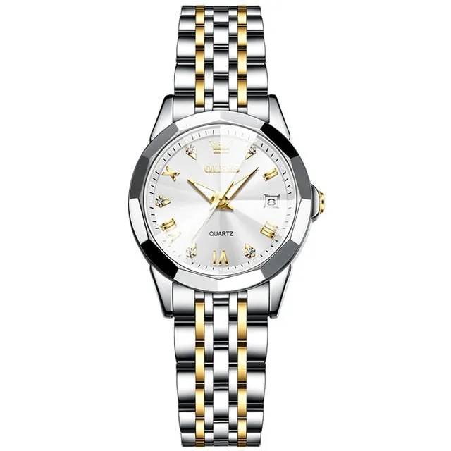 Divine Inspiration Styles OLEVS Womens Fine Fashion Premium Quality Luxury Style Stainless Steel Bracelet Watch Bracelets