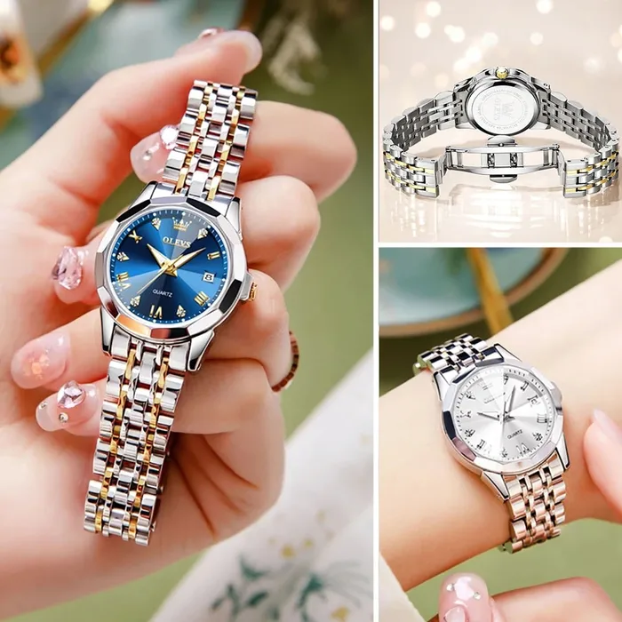 Divine Inspiration Styles OLEVS Womens Fine Fashion Premium Quality Luxury Style Stainless Steel Bracelet Watch Bracelets