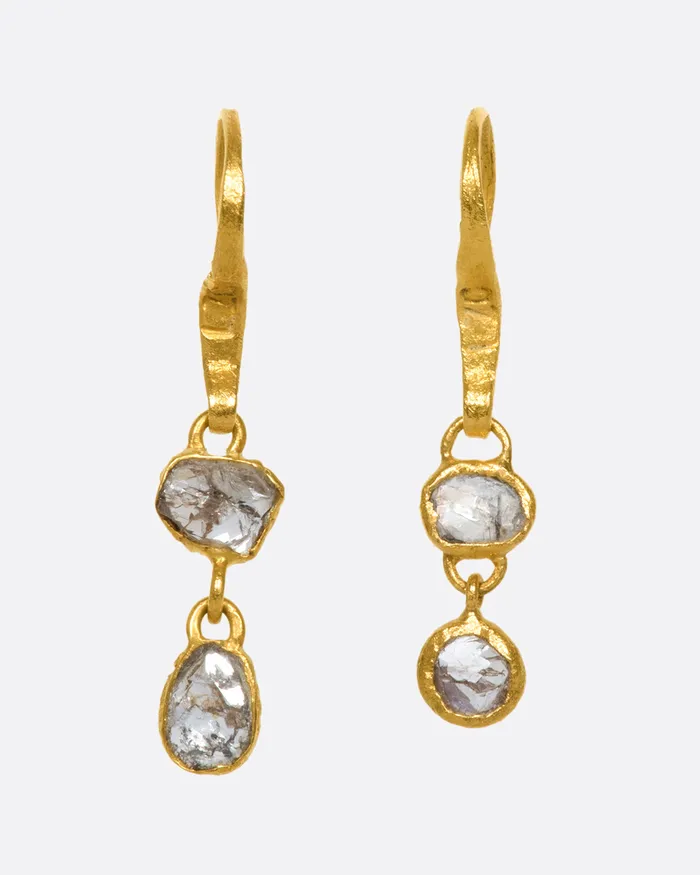Double Diamond Drop Earrings LOU ZELDIS Earrings