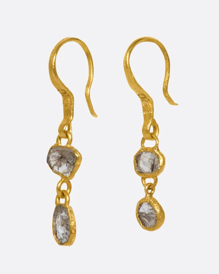 Double Diamond Drop Earrings LOU ZELDIS Earrings