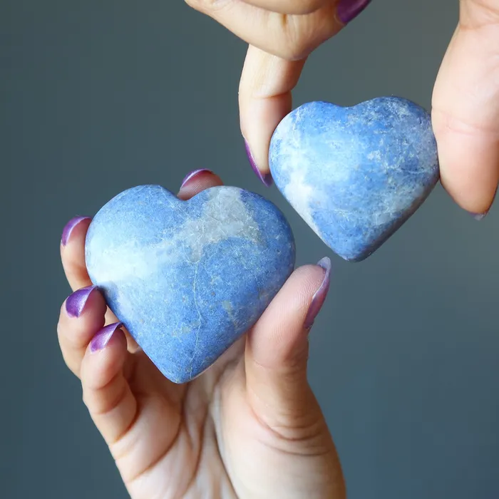 Dumortierite Heart Blue Badge Love Honor Loyalty Satin Crystals Rings