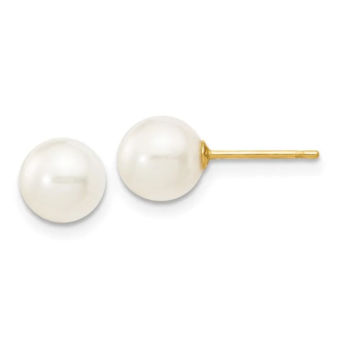 Earrings 14k 67mm White Round Freshwater Cultured Pearl Stud Post Earrings Jewelry Earrings 14k 67mm White Round Freshwater Cultured Pearl Stud Post Earrings Jewelry