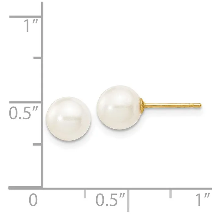 Earrings 14k 67mm White Round Freshwater Cultured Pearl Stud Post Earrings Jewelry Earrings 14k 67mm White Round Freshwater Cultured Pearl Stud Post Earrings Jewelry