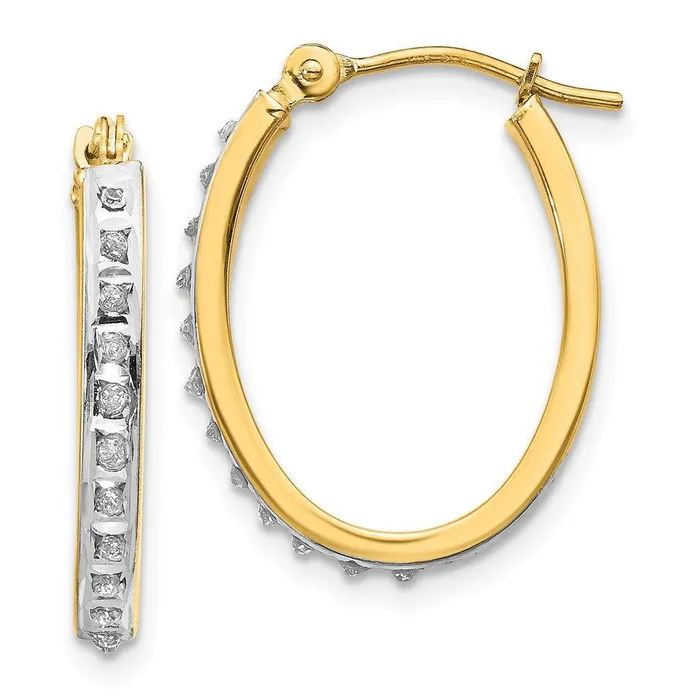Earrings 14k Diamond Fascination Oval Hinged Hoop Earrings Jewelry
