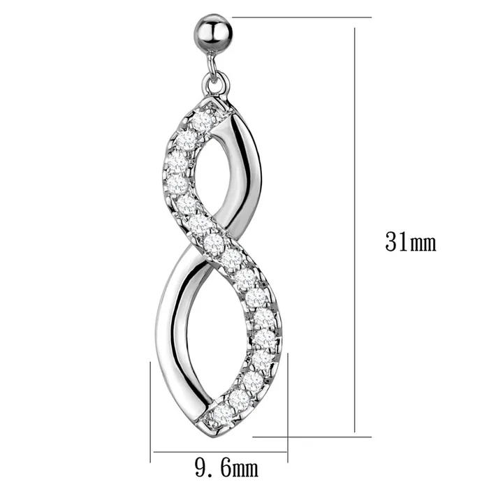 Earrings 3W1055 Rhodium Brass Earrings with AAA Grade CZ in Clear Alamode