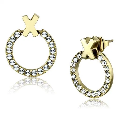 Earrings Alamode TK2271 IP GoldIon Plating Stainless Steel Earrings with Top Grade Crystal in Clear Earrings Alamode TK2271 IP GoldIon Plating Stainless Steel Earrings with Top Grade Crystal in Clear