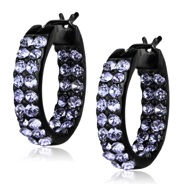 Earrings Alamode TK2625 IP Black Ion Plating Stainless Steel Earrings with Top Grade Crystal in Light Amethyst Earrings Alamode TK2625 IP Black Ion Plating Stainless Steel Earrings with Top Grade Crystal in Light Amethyst
