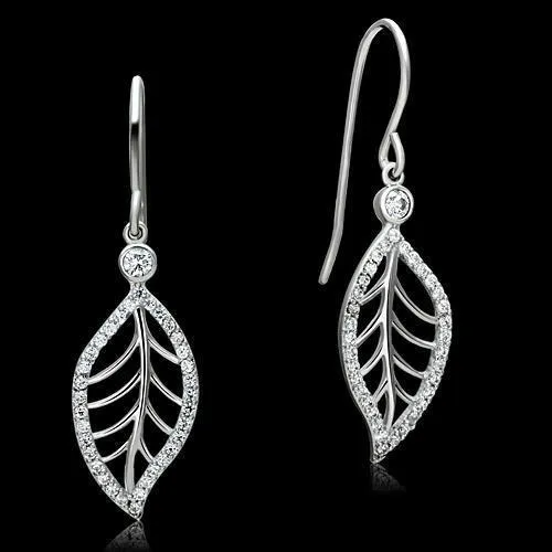 Earrings Alamode TS068 Rhodium 925 Sterling Silver Earrings with AAA Grade CZ in Clear Earrings Alamode TS068 Rhodium 925 Sterling Silver Earrings with AAA Grade CZ in Clear