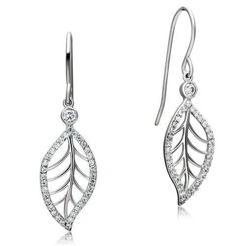 Earrings Alamode TS068 Rhodium 925 Sterling Silver Earrings with AAA Grade CZ in Clear