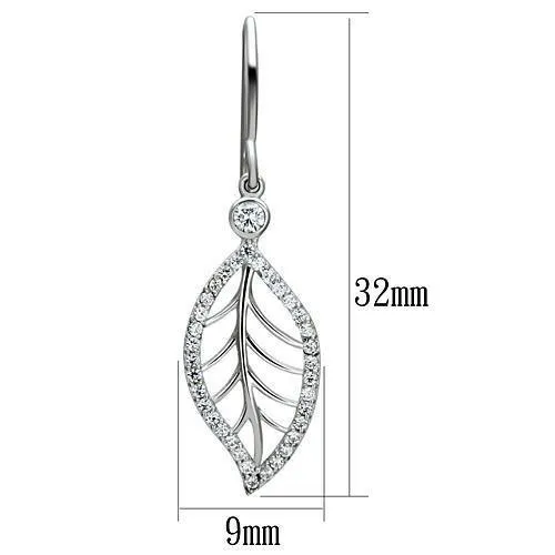 Earrings Alamode TS068 Rhodium 925 Sterling Silver Earrings with AAA Grade CZ in Clear