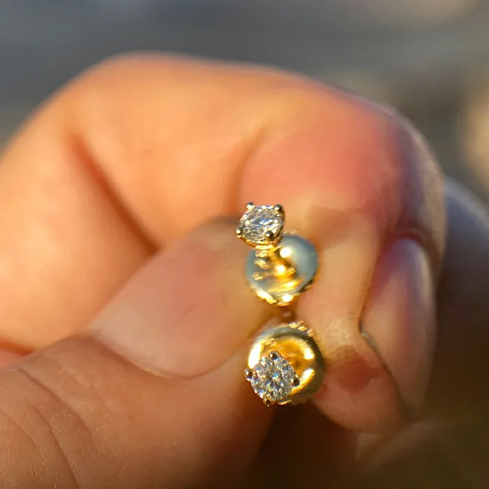 Earrings Bling Cartel 02CT TW Moissanite Earrings 14K Gold Plated Real 925 Sterling Silver Pass Diamond Tester 3MM Earrings Bling Cartel 02CT TW Moissanite Earrings 14K Gold Plated Real 925 Sterling Silver Pass Diamond Tester 3MM