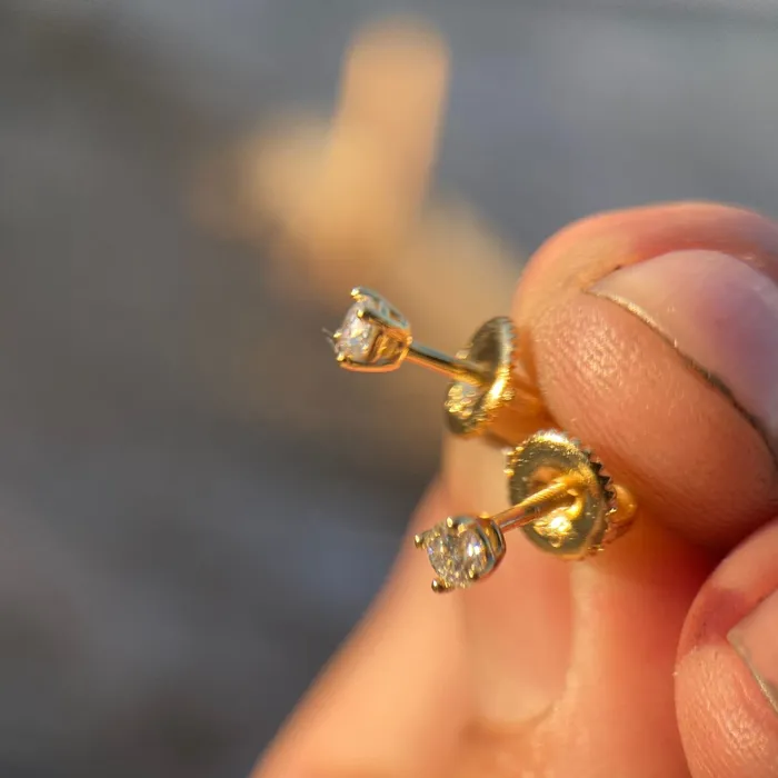 Earrings Bling Cartel 02CT TW Moissanite Earrings 14K Gold Plated Real 925 Sterling Silver Pass Diamond Tester 3MM Earrings Bling Cartel 02CT TW Moissanite Earrings 14K Gold Plated Real 925 Sterling Silver Pass Diamond Tester 3MM