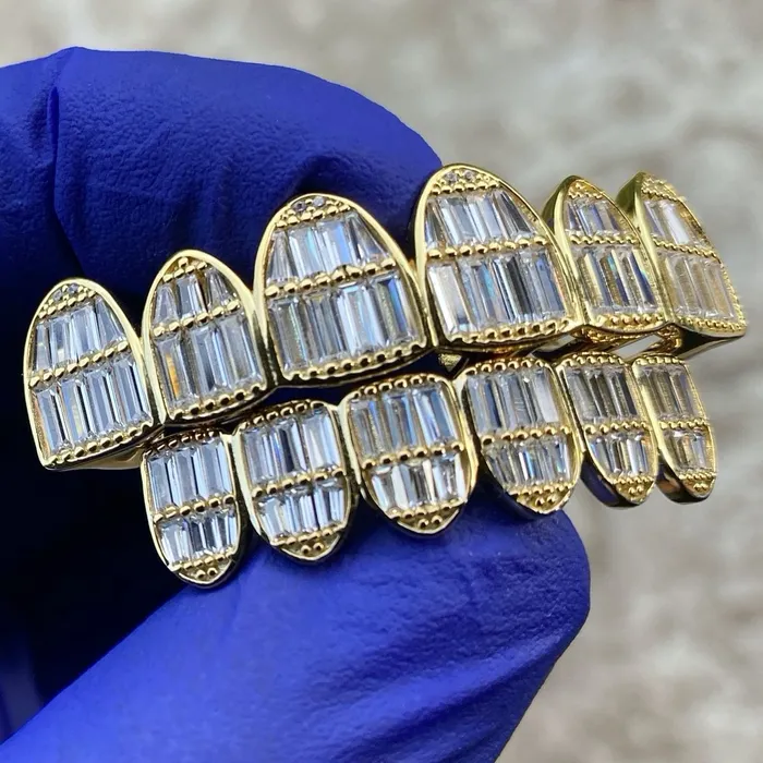 Earrings Bling Cartel Admin 14K Gold Plated over 925 Silver 66 Baguette Grillz Set