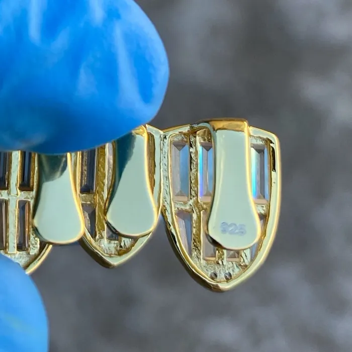 Earrings Bling Cartel Admin 14K Gold Plated over 925 Silver 66 Baguette Grillz Set
