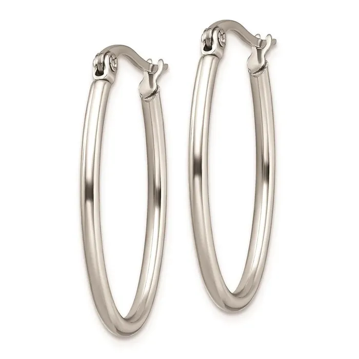 Earrings Chisel Stainless Steel 18mm Diameter Oval Hoop Earrings Earrings Chisel Stainless Steel 18mm Diameter Oval Hoop Earrings
