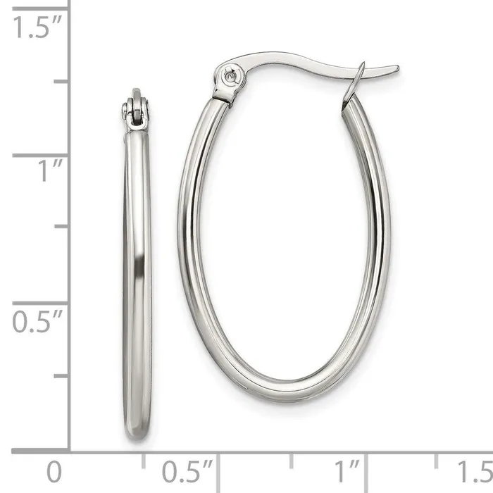 Earrings Chisel Stainless Steel 18mm Diameter Oval Hoop Earrings Earrings Chisel Stainless Steel 18mm Diameter Oval Hoop Earrings