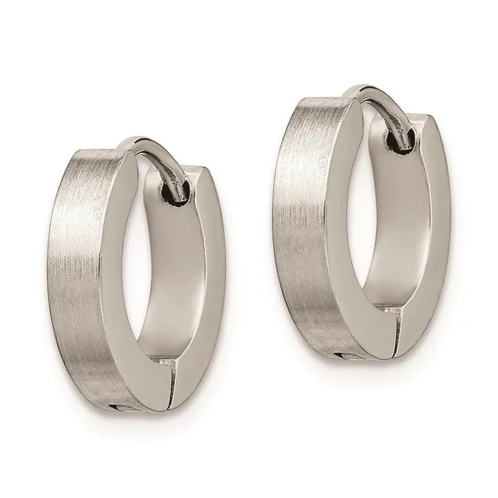 Earrings Chisel Stainless Steel Brushed and Polished Hinged Hoop Earrings Earrings Chisel Stainless Steel Brushed and Polished Hinged Hoop Earrings