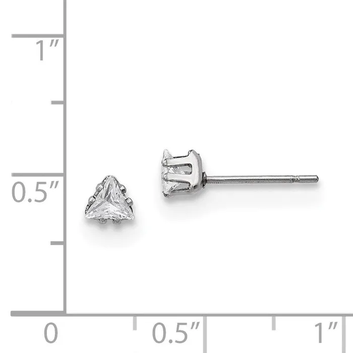 Earrings Chisel Stainless Steel Polished 4mm Triangle CZ Stud Post Earrings Earrings Chisel Stainless Steel Polished 4mm Triangle CZ Stud Post Earrings