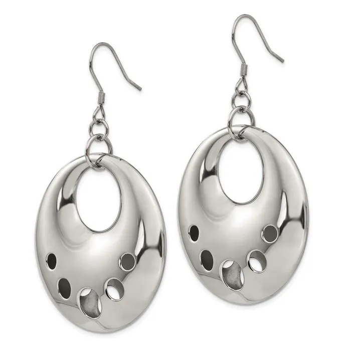 Earrings Chisel Stainless Steel Polished Circle Cut Out Dangle Earrings Earrings Chisel Stainless Steel Polished Circle Cut Out Dangle Earrings