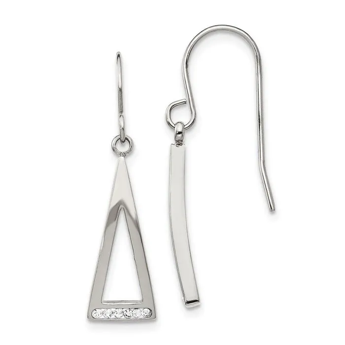 Earrings Chisel Stainless Steel Polished w Preciosa Crystal Shepherd Hook Dangle Earrings Earrings Chisel Stainless Steel Polished w Preciosa Crystal Shepherd Hook Dangle Earrings