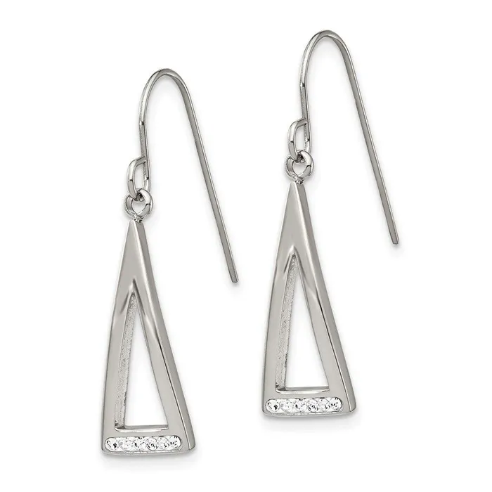 Earrings Chisel Stainless Steel Polished w Preciosa Crystal Shepherd Hook Dangle Earrings Earrings Chisel Stainless Steel Polished w Preciosa Crystal Shepherd Hook Dangle Earrings