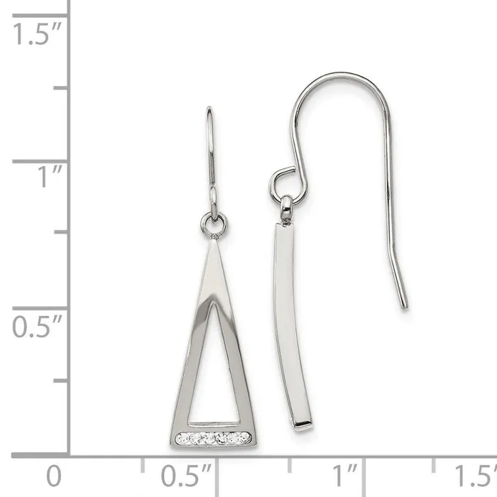 Earrings Chisel Stainless Steel Polished w Preciosa Crystal Shepherd Hook Dangle Earrings Earrings Chisel Stainless Steel Polished w Preciosa Crystal Shepherd Hook Dangle Earrings