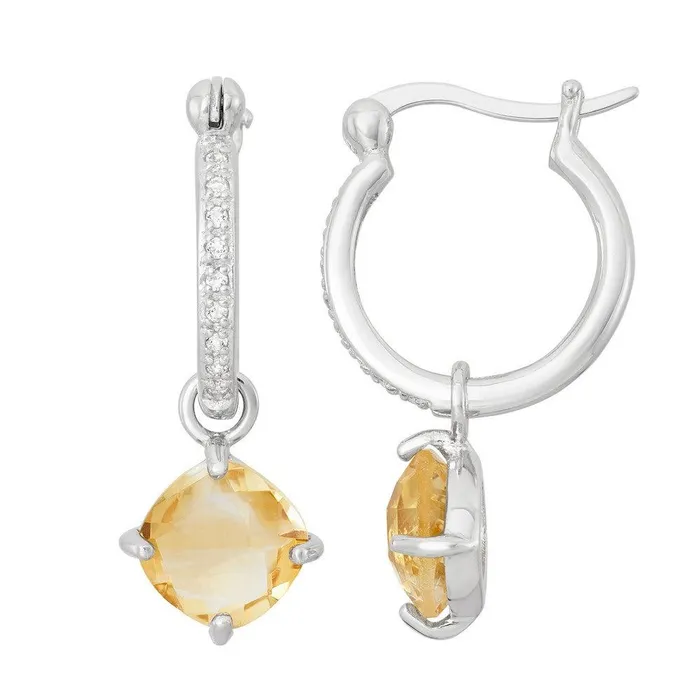 Earrings Classic Sterling Silver Yellow Hanging Citrine Earrings
