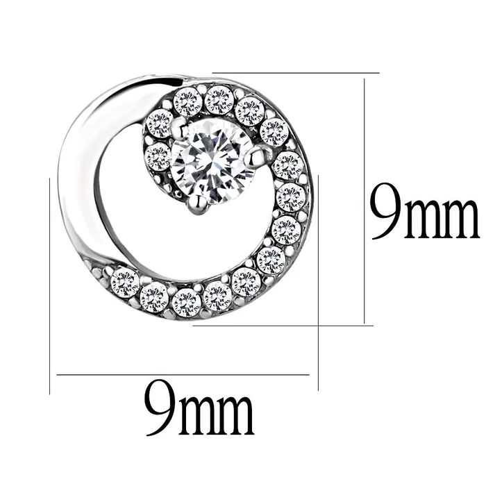 Earrings DA207 High polished no plating Stainless Steel Earrings with AAA Grade CZ in Clear Alamode