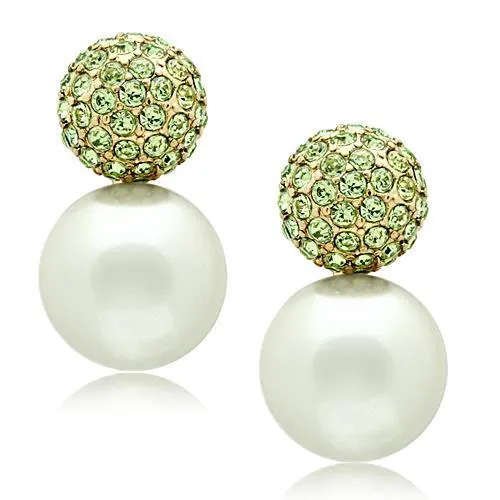 Earrings GL264 IP GoldIon Plating Brass Earrings with Synthetic Pearl in White Alamode Earrings GL264 IP GoldIon Plating Brass Earrings with Synthetic Pearl in White Alamode