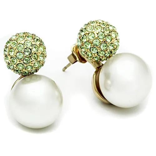 Earrings GL264 IP GoldIon Plating Brass Earrings with Synthetic Pearl in White Alamode