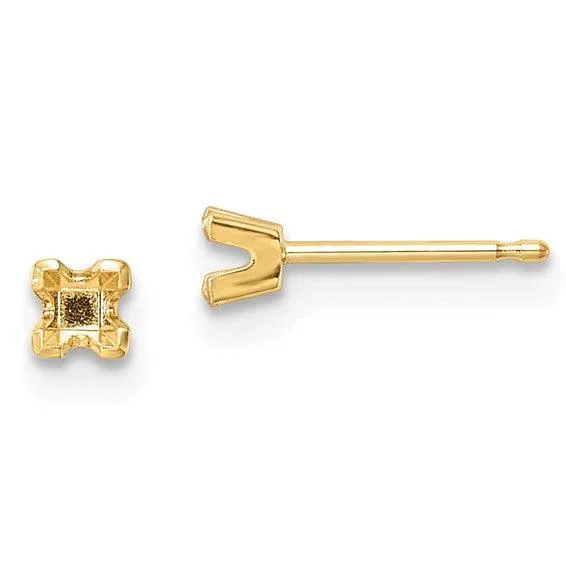 Earrings Jewelry 14k 275mm Princess Cut Stud Earring Mountings No Stones Included No Backs Earrings Jewelry 14k 275mm Princess Cut Stud Earring Mountings No Stones Included No Backs