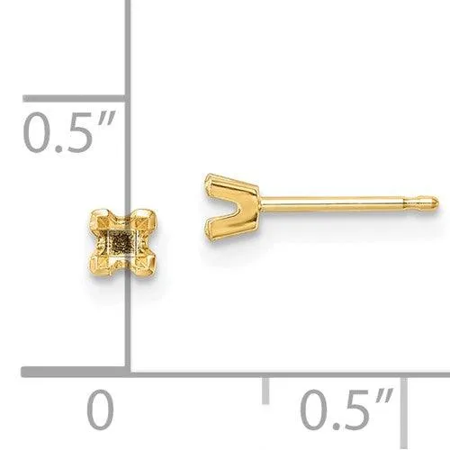 Earrings Jewelry 14k 275mm Princess Cut Stud Earring Mountings No Stones Included No Backs Earrings Jewelry 14k 275mm Princess Cut Stud Earring Mountings No Stones Included No Backs
