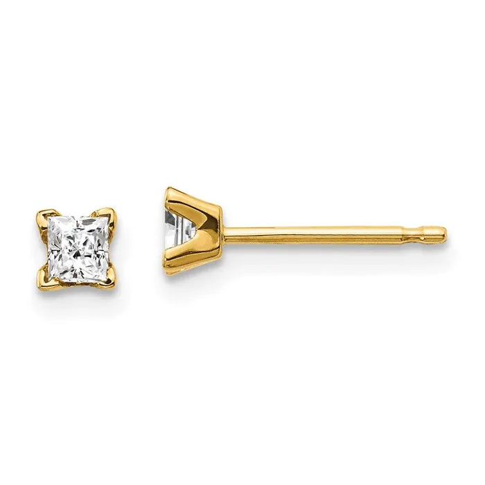 Earrings Jewelry 14k 275mm Princess Cut Stud Earring Mountings No Stones Included No Backs Earrings Jewelry 14k 275mm Princess Cut Stud Earring Mountings No Stones Included No Backs