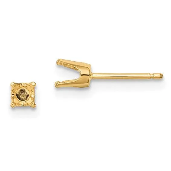 Earrings Jewelry 14k 375mm Round Stud Earring Mounting wbacks No Stones Included Earrings Jewelry 14k 375mm Round Stud Earring Mounting wbacks No Stones Included