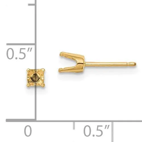 Earrings Jewelry 14k 375mm Round Stud Earring Mounting wbacks No Stones Included Earrings Jewelry 14k 375mm Round Stud Earring Mounting wbacks No Stones Included