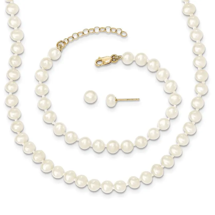 Earrings Jewelry 14k 45mm FW Cultured Pearl 5 w1 ext Bracelet 14 w1 ext Neck Earring Set Earrings Jewelry 14k 45mm FW Cultured Pearl 5 w1 ext Bracelet 14 w1 ext Neck Earring Set