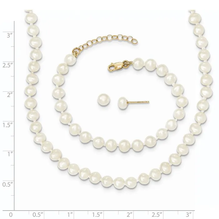 Earrings Jewelry 14k 45mm FW Cultured Pearl 5 w1 ext Bracelet 14 w1 ext Neck Earring Set Earrings Jewelry 14k 45mm FW Cultured Pearl 5 w1 ext Bracelet 14 w1 ext Neck Earring Set