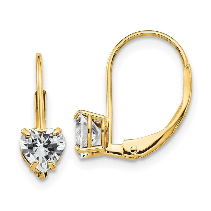 Earrings Jewelry 14k 5mm Heart Cubic Zirconia Leverback Earrings