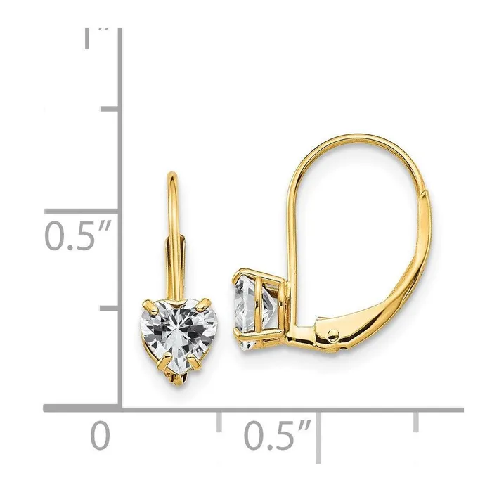 Earrings Jewelry 14k 5mm Heart Cubic Zirconia Leverback Earrings Earrings Jewelry 14k 5mm Heart Cubic Zirconia Leverback Earrings