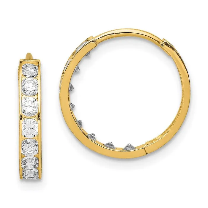 Earrings Jewelry 14K CZ Hinged Hoop Earrings