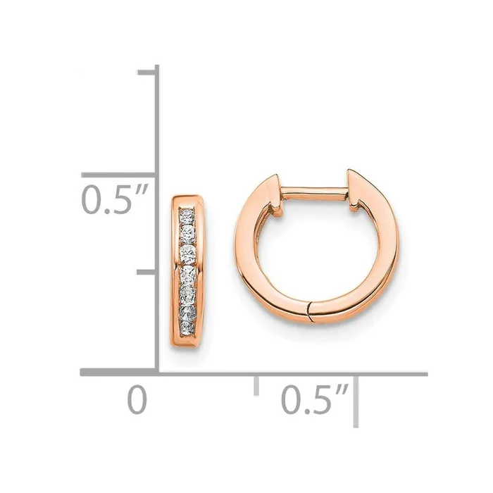 Earrings Jewelry 14k Rose Gold Polished Diamond Post Hoop Earrings Earrings Jewelry 14k Rose Gold Polished Diamond Post Hoop Earrings