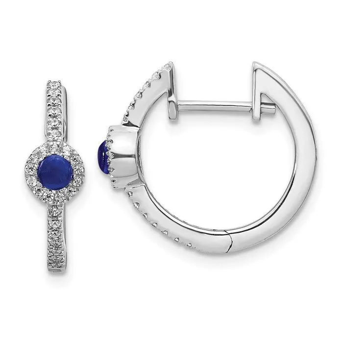 Earrings Jewelry 14k White Gold Diamond Cabochon Sapphire Earrings