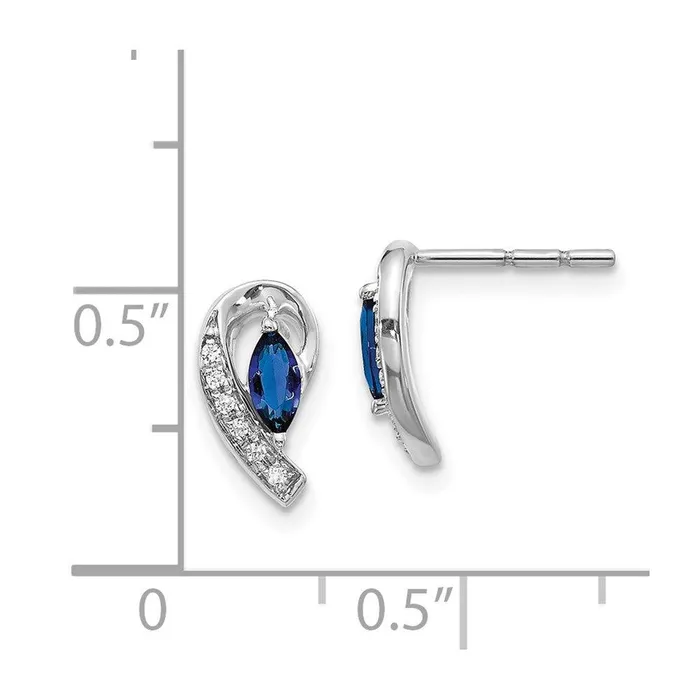 Earrings Jewelry 14K White Gold Diamond Sapphire Post Earrings Earrings Jewelry 14K White Gold Diamond Sapphire Post Earrings
