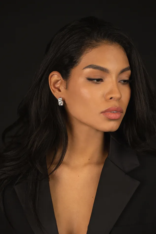 Earrings Kty Groovy Hoop Earrings Silver