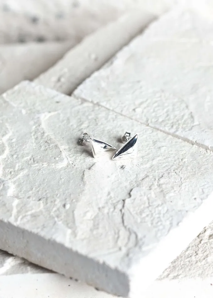 Earrings Kty Triangle Flat Earrings Silver
